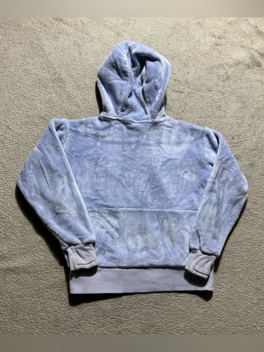 Athleta Girl Hoodie Girls XS (6) Light Blue Soft Fleece Front Pocket Sweater Top